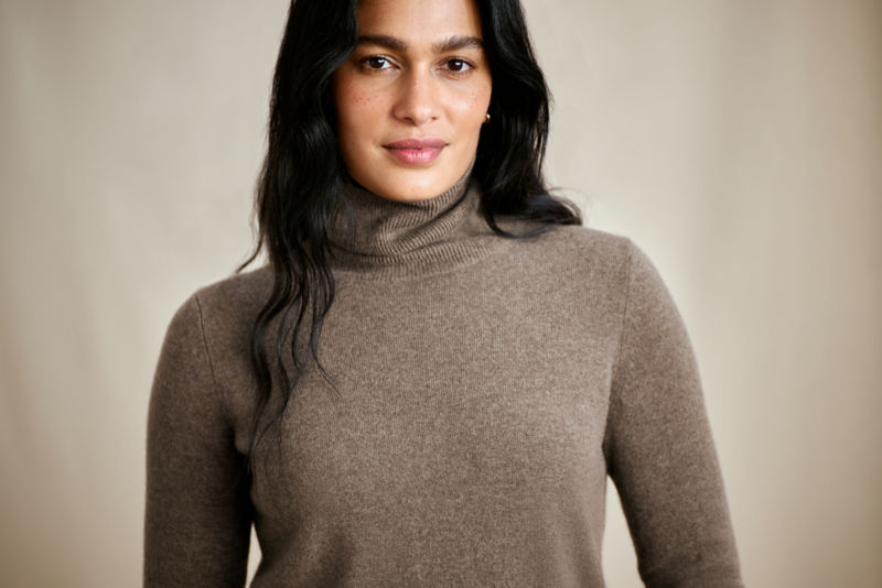 Classic Cashmere Turtleneck - MUSHROOM HEATHER image number 2