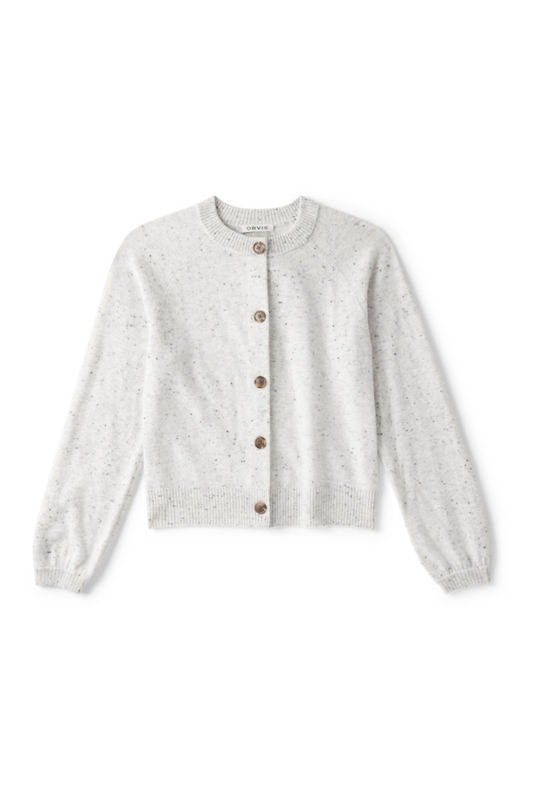 Boiled Cashmere Cardigan - LIGHT GRAY HEATHER DONEGAL