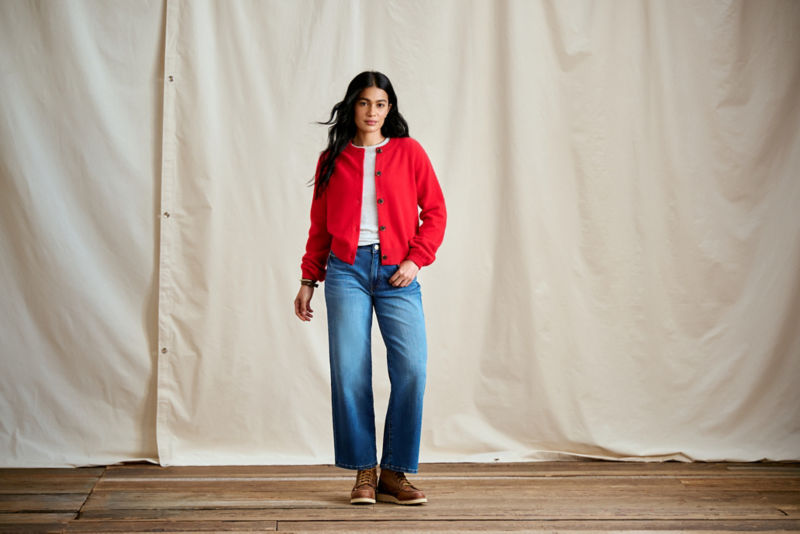 Boiled Cashmere Cardigan - CURRANT image number 3