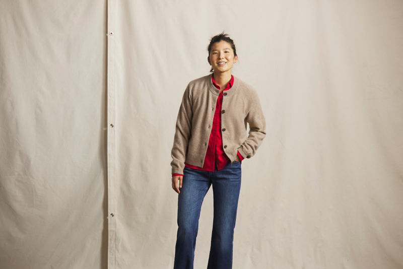 Boiled Cashmere Cardigan - OATMEAL HEATHER