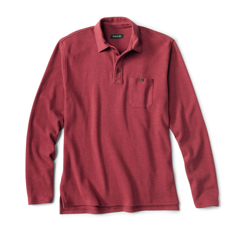 Herringbone Long-Sleeve Polo - CRIMSON image number 0