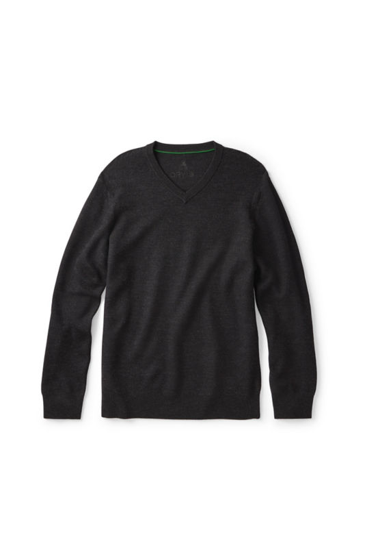 Merino Piqu&eacute; V-Neck Sweater - CHARCOAL HEATHER image number 5