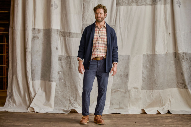Wool Shawl Cardigan - TRUE NAVY image number 1