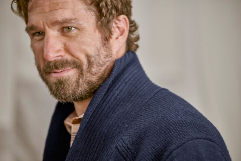 Wool Shawl Cardigan - TRUE NAVY image number 3