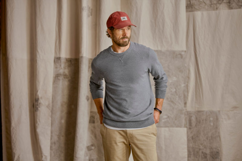 Cotton Cashmere Crew Sweater - DARK HEATHER GREY