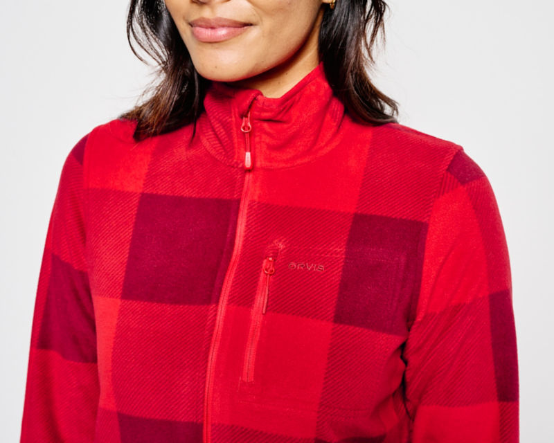 Hill Country Microfleece 1/2-Zip - CRIMSON BUFFALO CHECK image number 3