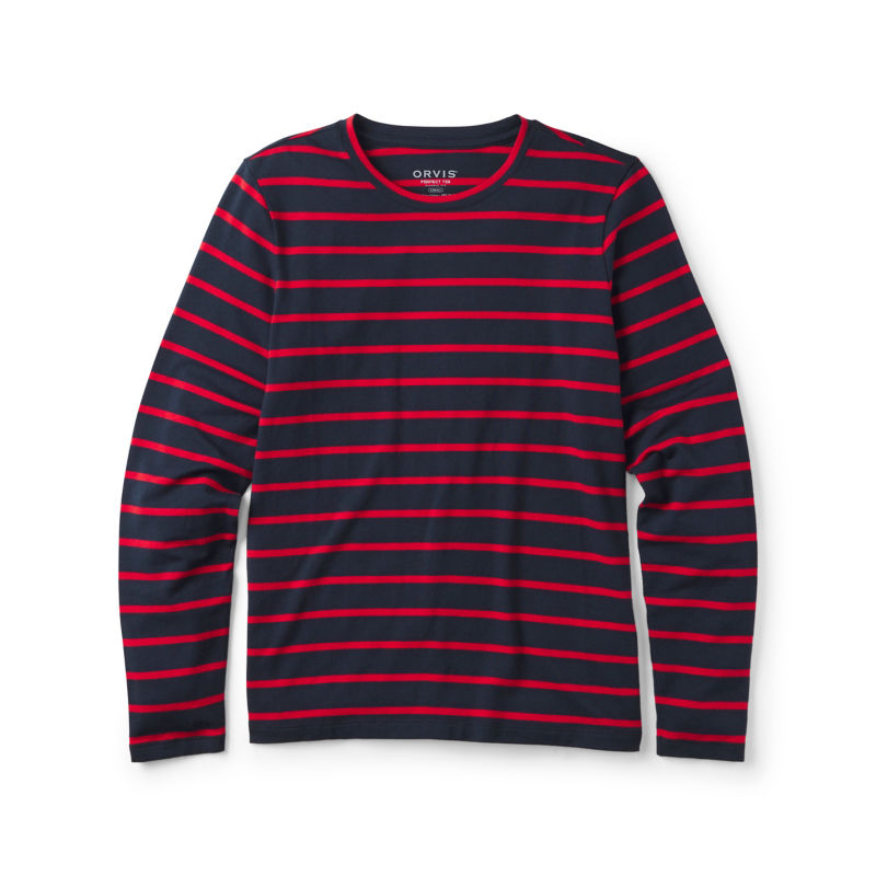 Perfect Long-Sleeve Crew - NAVY/RED STRIPE image number 0