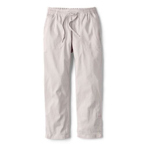 A light gray pair of capri pants.