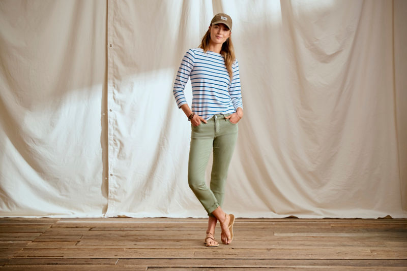 Perfect 3/4-Sleeve Boatneck Tee - WHITE/PACIFIC STRIPE