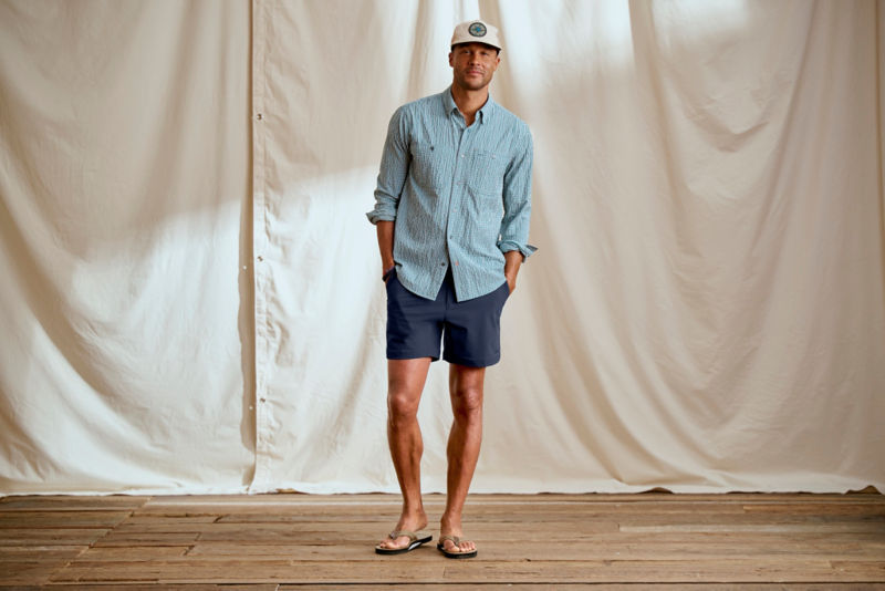 Men's Clearwater Long-Sleeve Shirt - PEACOCK/SNOW