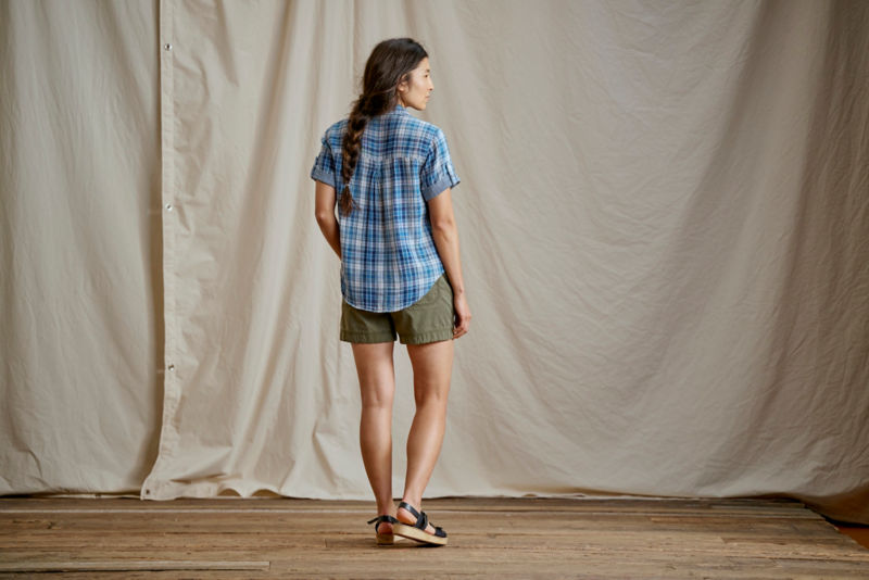 Plaid Gauze Short-Sleeve Camp Shirt - ALOE PLAID image number 4