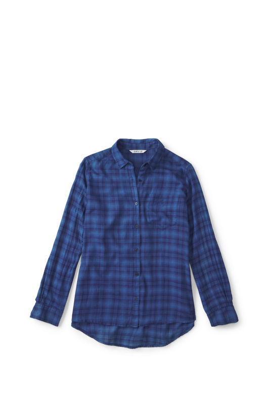 Everyday Lightweight Plaid Long-Sleeve Boyfriend Shirt - INDIGO PLAID