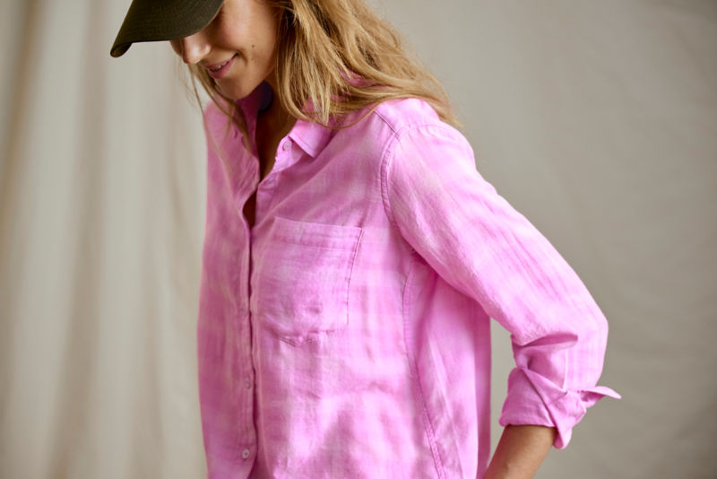 Everyday Lightweight Plaid Long-Sleeve Boyfriend Shirt - LILAC PLAID image number 1