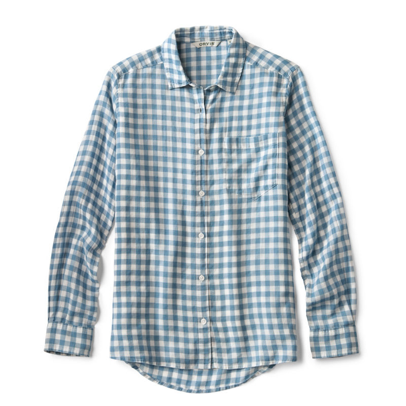 Everyday Lightweight Plaid Long-Sleeve Boyfriend Shirt - INDIGO GINGHAM image number 4