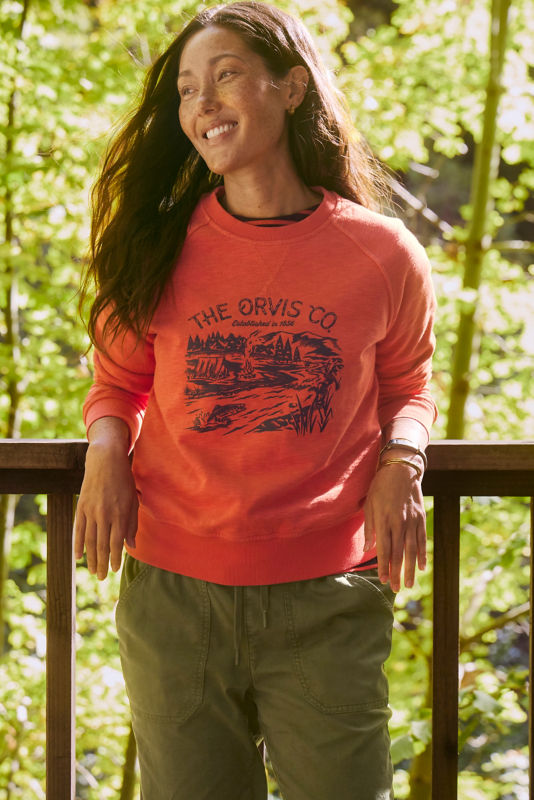 Women's Montana Morning&reg; Graphic Crewneck Sweatshirt - PAPAYA