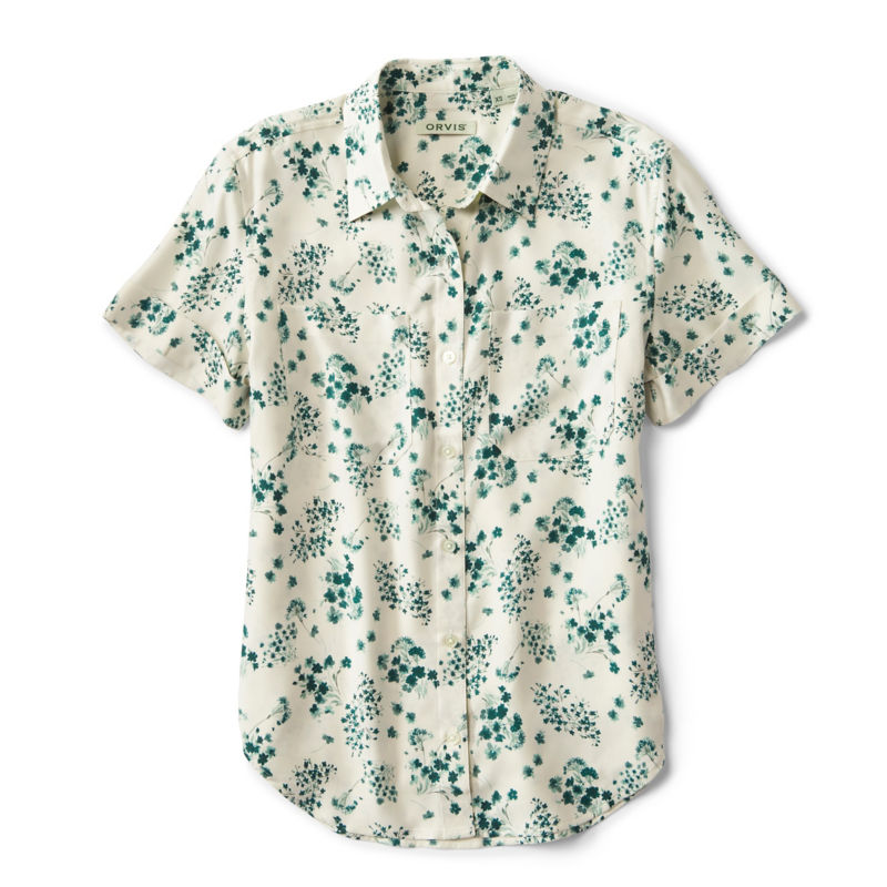 Washable Silk Short-Sleeve Camp Shirt - PEACOCK FLOATING FLORAL image number 2
