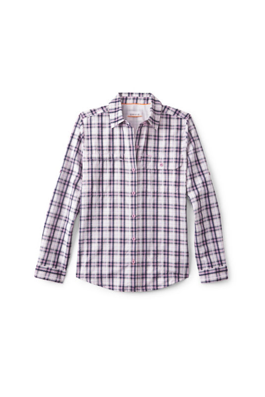 Women's Open Air Caster Plaid Long-Sleeve Shirt - LILAC/NAVY
