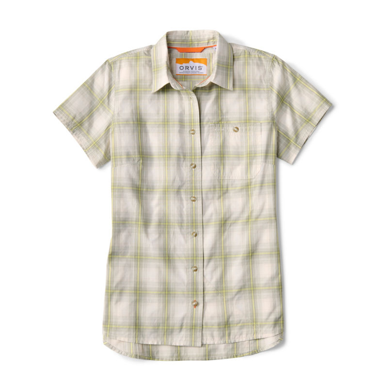 Women&rsquo;s Tech Chambray Short-Sleeve Work Shirt - OLIVINE PLAID