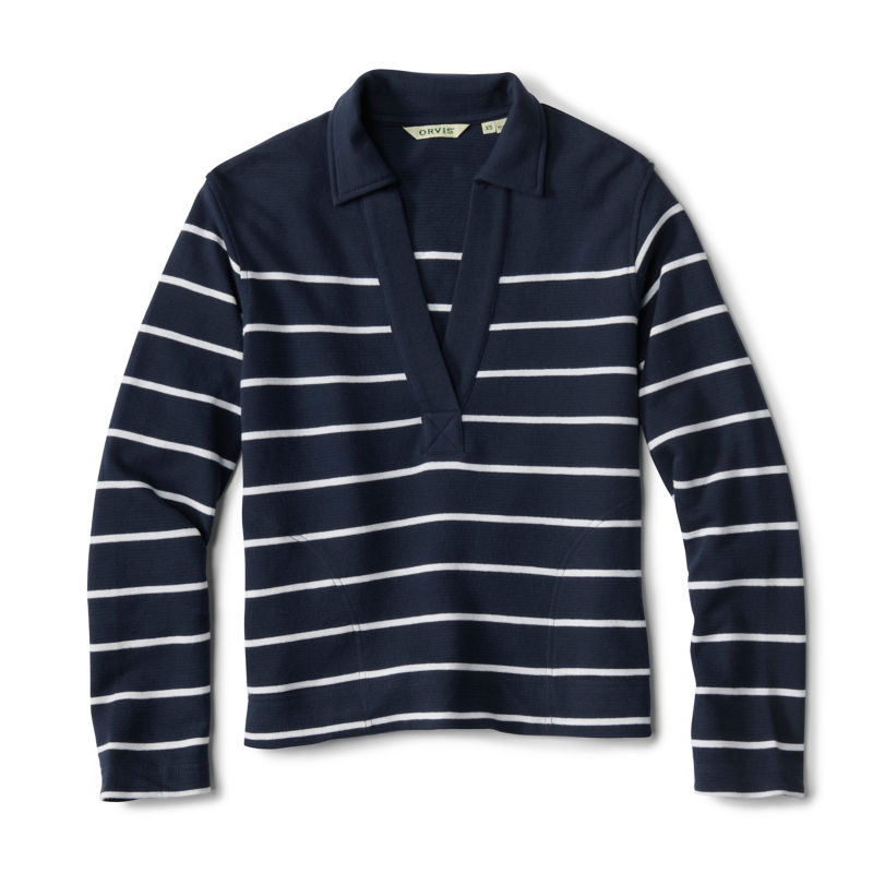 Lightweight Polo Sweatshirt - NAVY/SNOW STRIPE