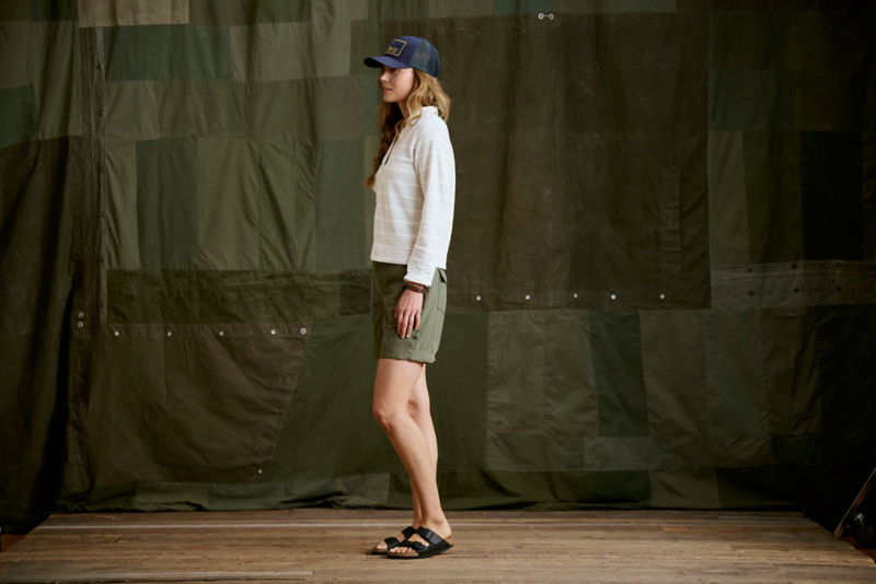 Lightweight Polo Sweatshirt - MOSS/PALE STONE STRIPE image number 2