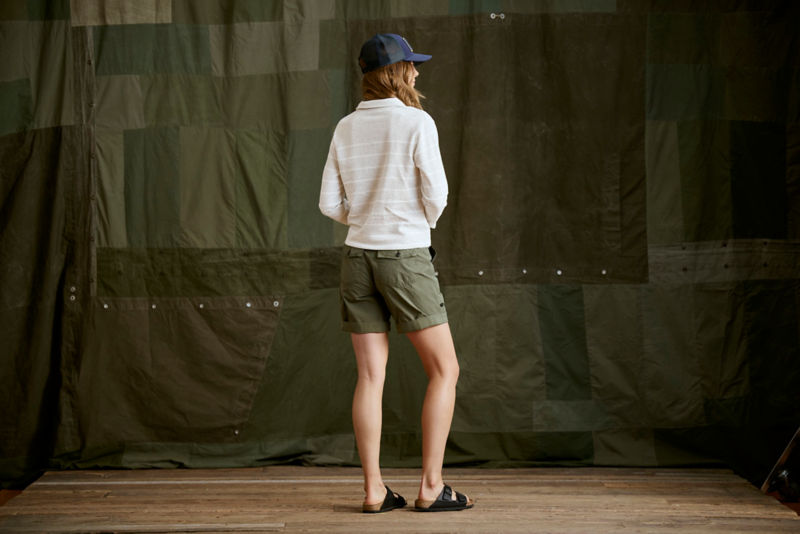 Lightweight Polo Sweatshirt - MOSS/PALE STONE STRIPE image number 3