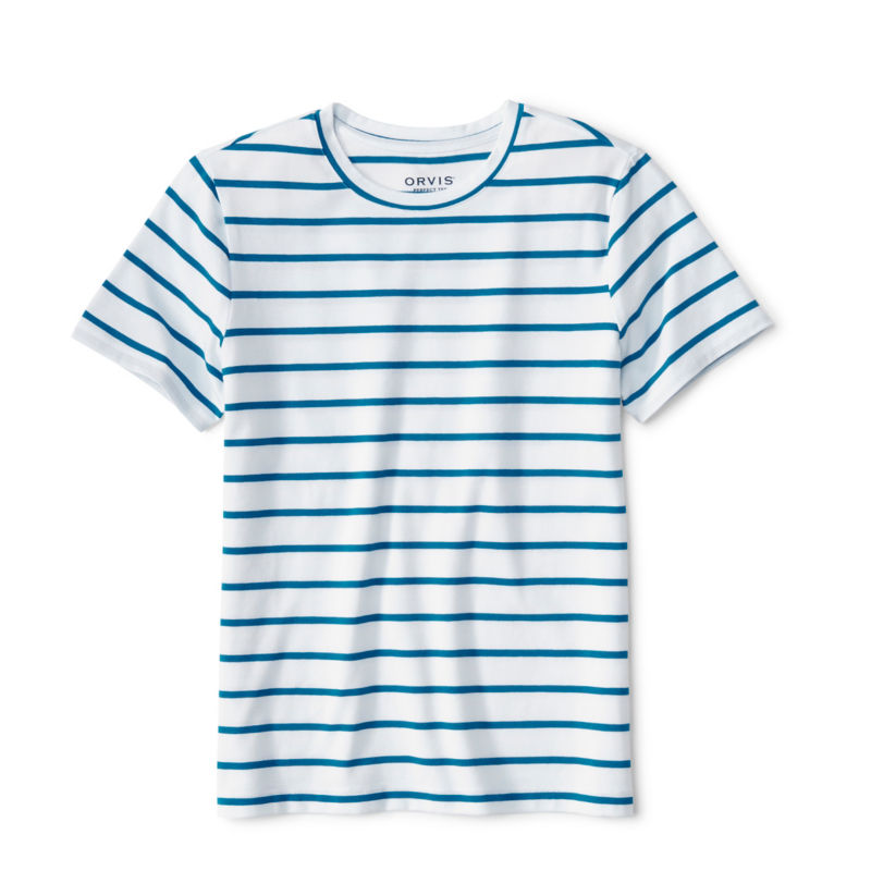 Perfect Short-Sleeve Crew - WHITE/PACIFIC STRIPE