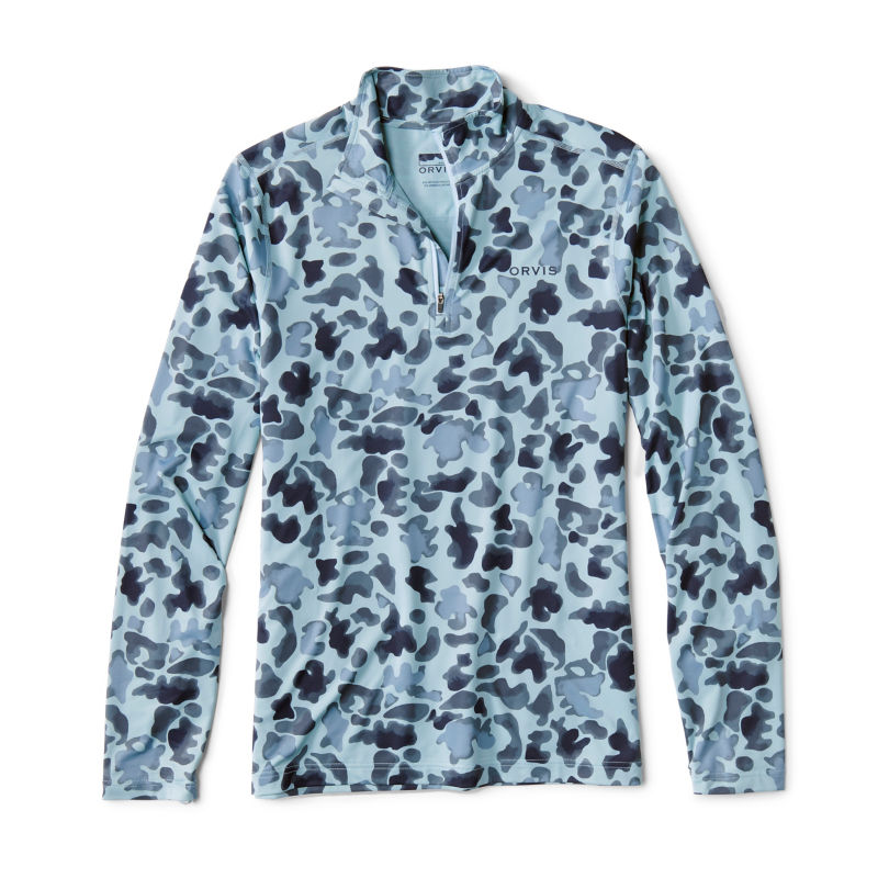 Men's Sun Defense 1/4-Zip - BLUE WATERCOLOR CAMO image number 0