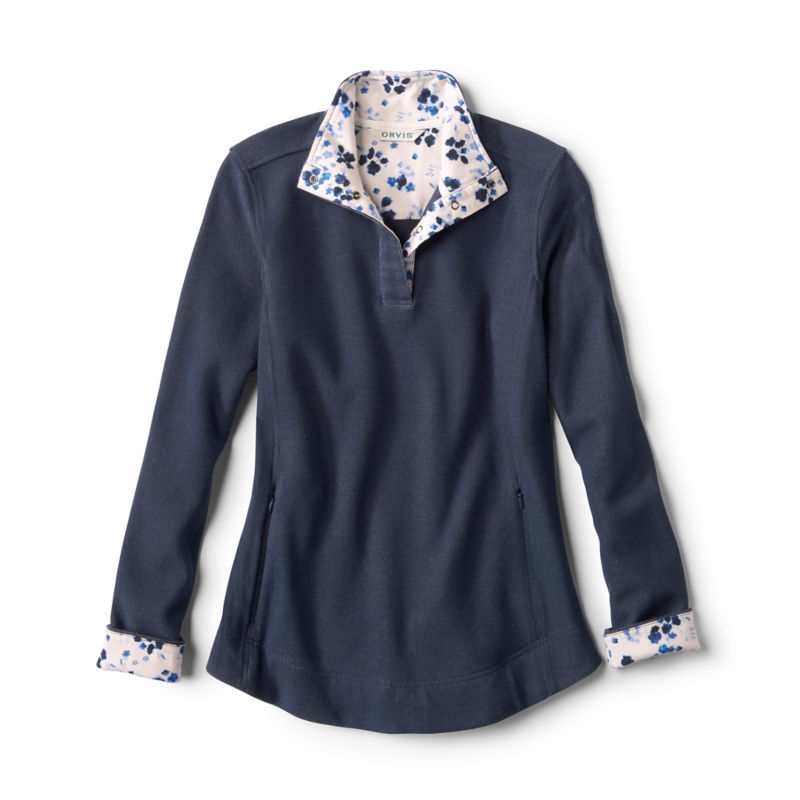 Signature Print-Trim Sweatshirt - TRUE NAVY