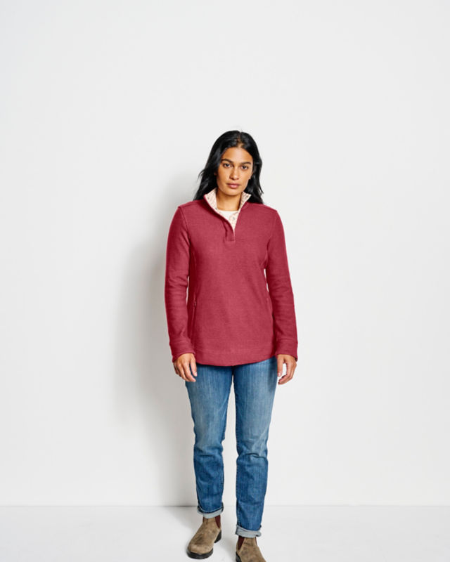 Signature Print-Trim Sweatshirt - CRIMSON