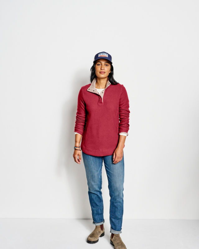 Signature Print-Trim Sweatshirt - CRIMSON image number 3