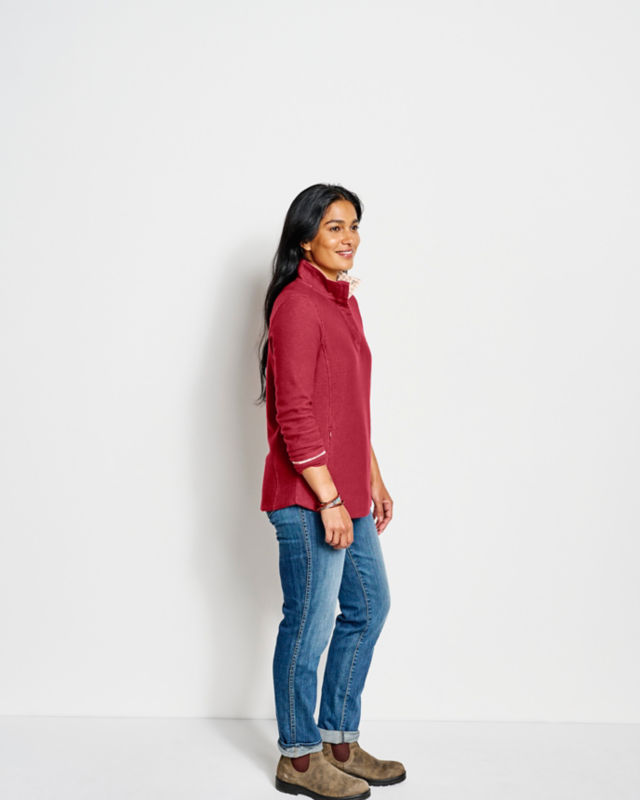 Signature Print-Trim Sweatshirt - CRIMSON image number 1