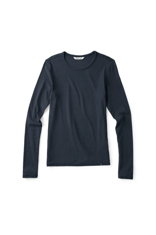 Ribbed Long-Sleeve Crew - DARK NAVY image number 0