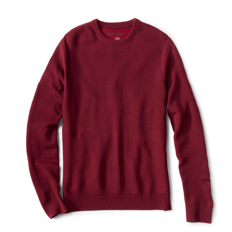 Merino Piqu&eacute; Crew Sweater - CRIMSON