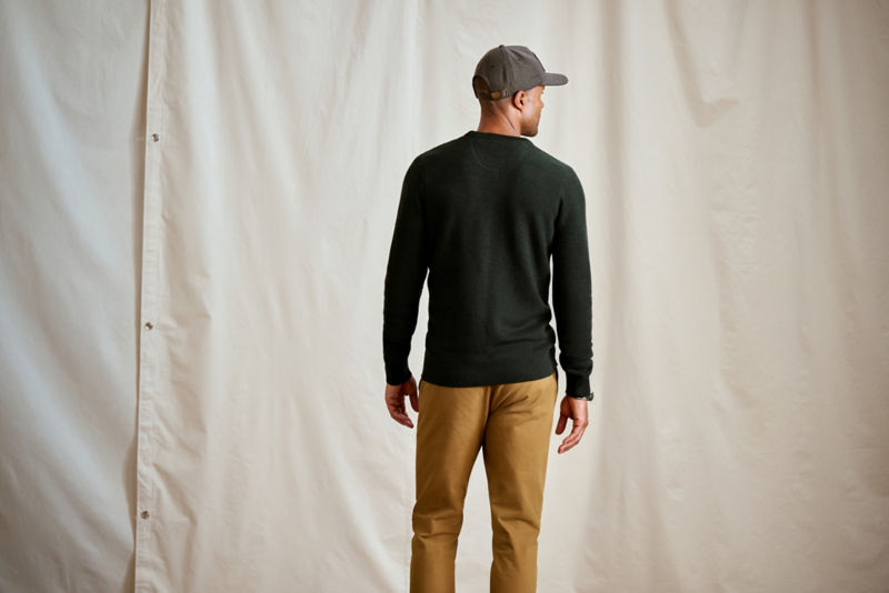 Merino Piqu&eacute; Crewneck Sweater - DARK NAVY image number 5