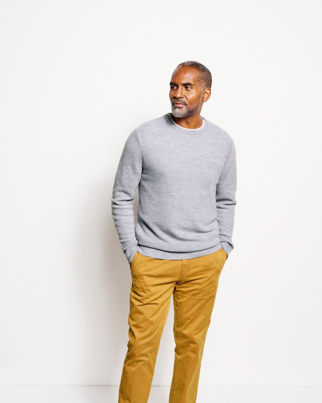 Merino Piqu&eacute; Crew Sweater - LIGHT GREY HEATHER