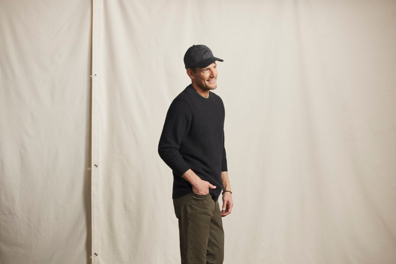 Merino Piqu&eacute; Crewneck Sweater - CHARCOAL HEATHER image number 1