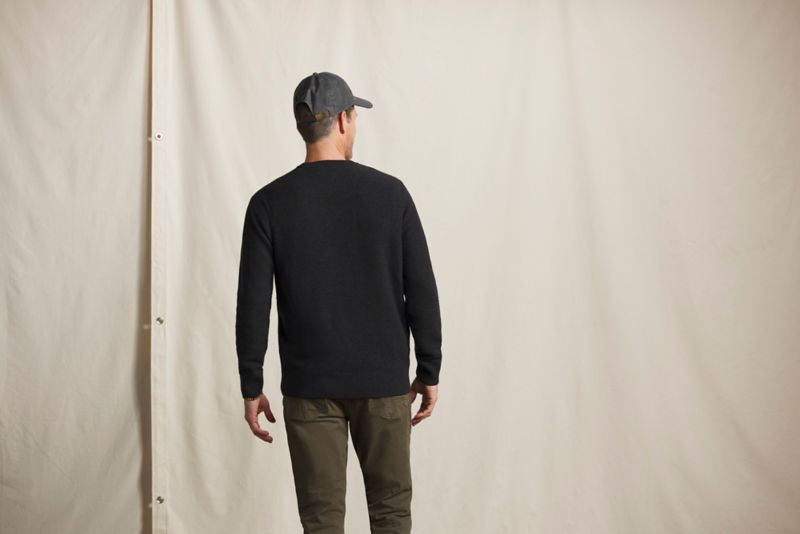 Merino Piqu&eacute; Crewneck Sweater - CHARCOAL HEATHER image number 2