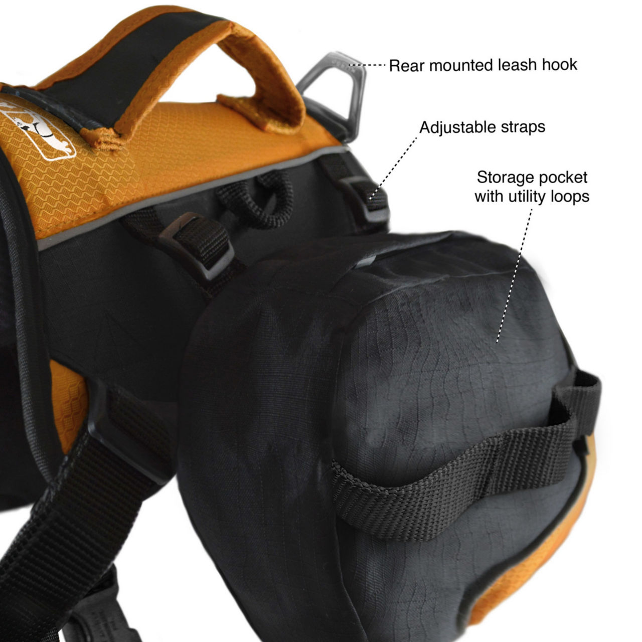 Baxter Dog Backpack - BLACK/ORANGE image number 2