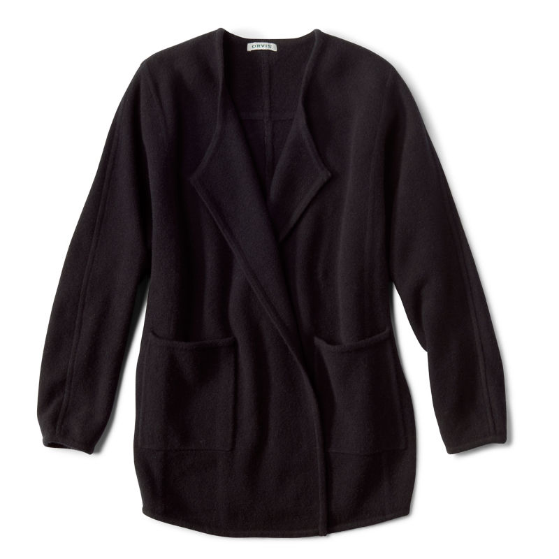 Boiled Wool Coatigan - BLACK