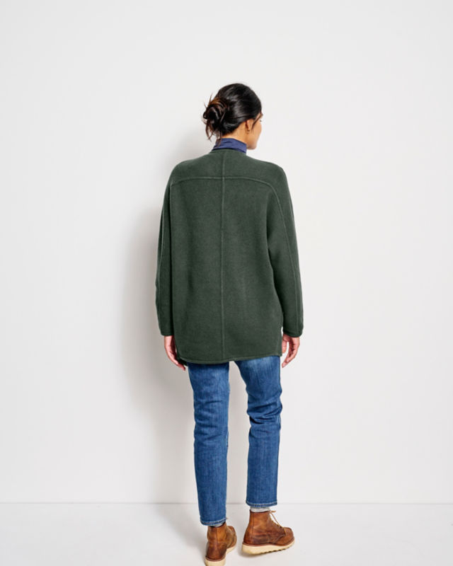 Boiled Wool Coatigan - BLACK image number 3