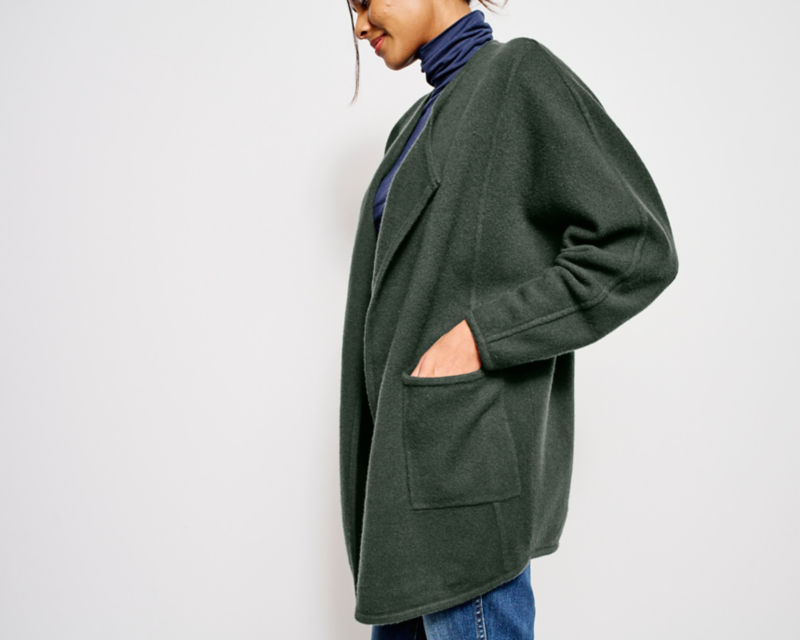 Boiled Wool Coatigan - BLACK image number 7