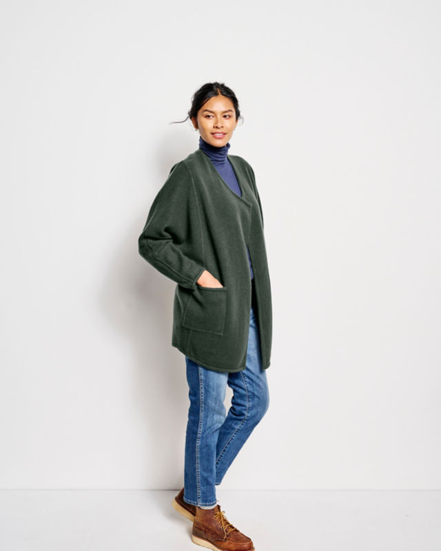 Boiled Wool Coatigan - BLACK image number 2