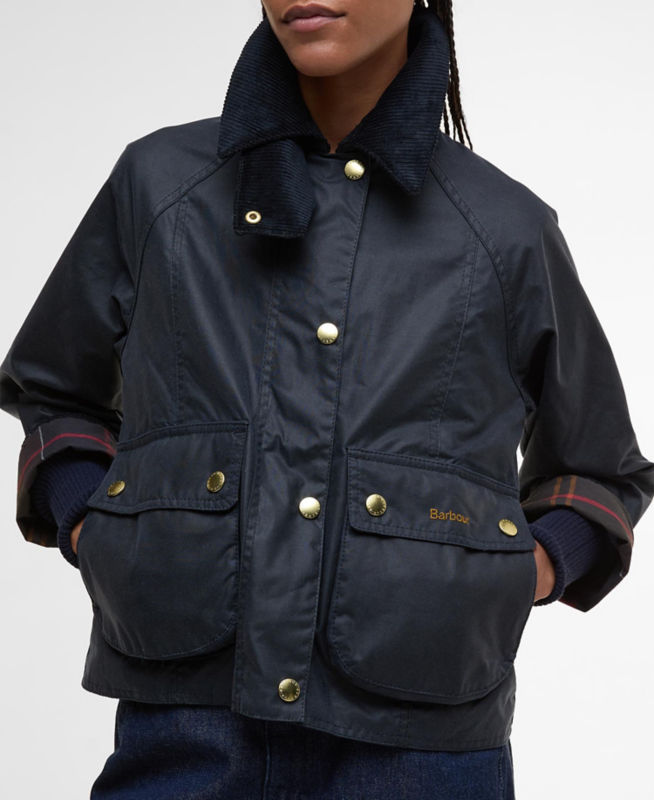 Barbour&reg; Cropped Beadnell Waxed Jacket - NAVY image number 1