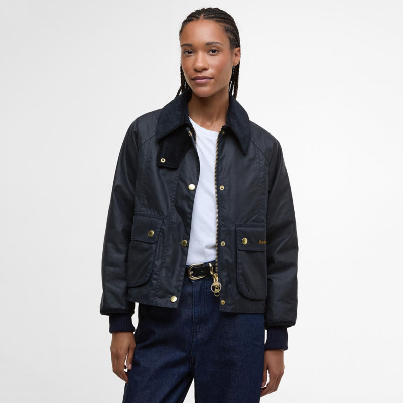 Barbour&reg; Cropped Beadnell Waxed Jacket - NAVY