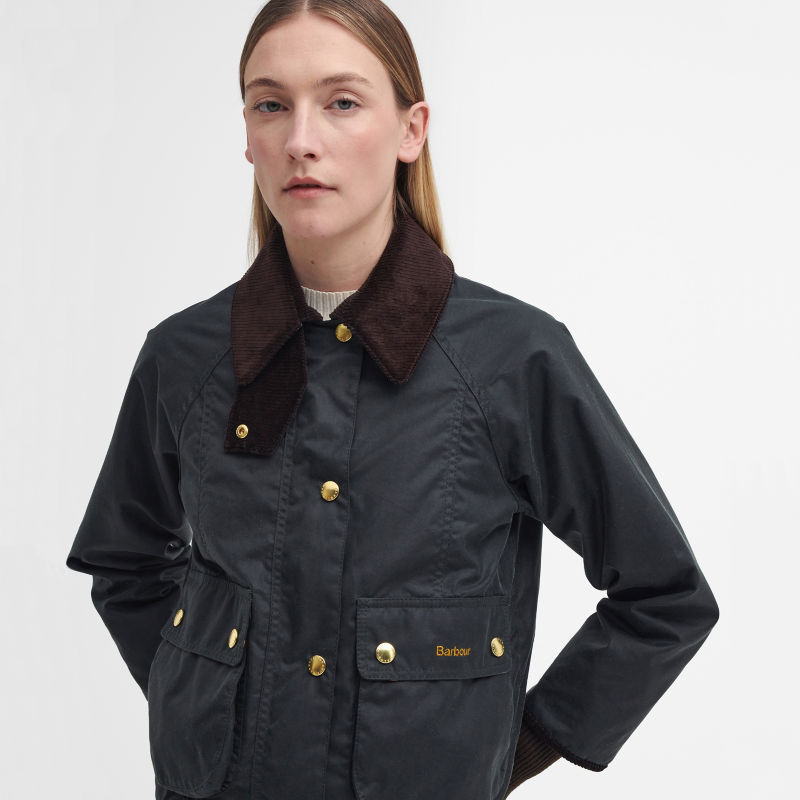 Barbour&reg; Cropped Beadnell Waxed Jacket - SAGE image number 2