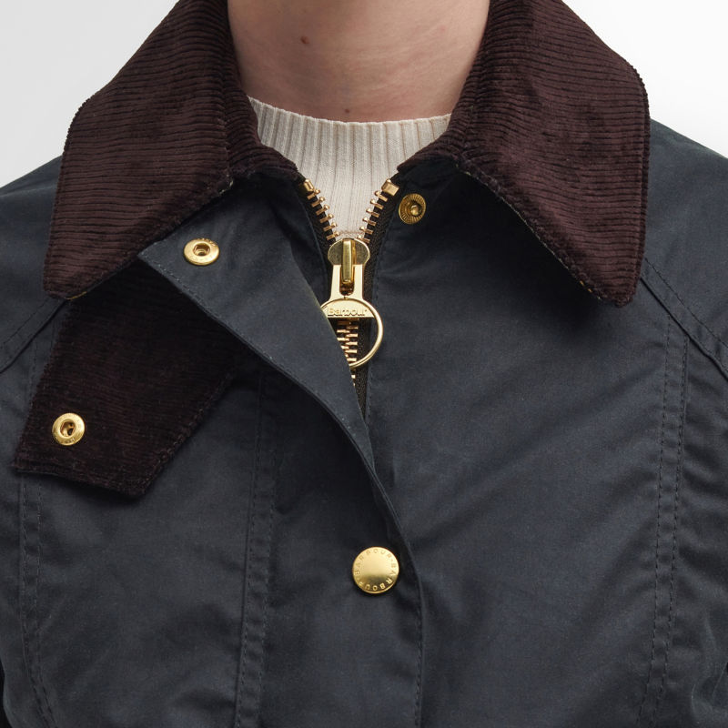 Barbour&reg; Cropped Beadnell Waxed Jacket - SAGE image number 4