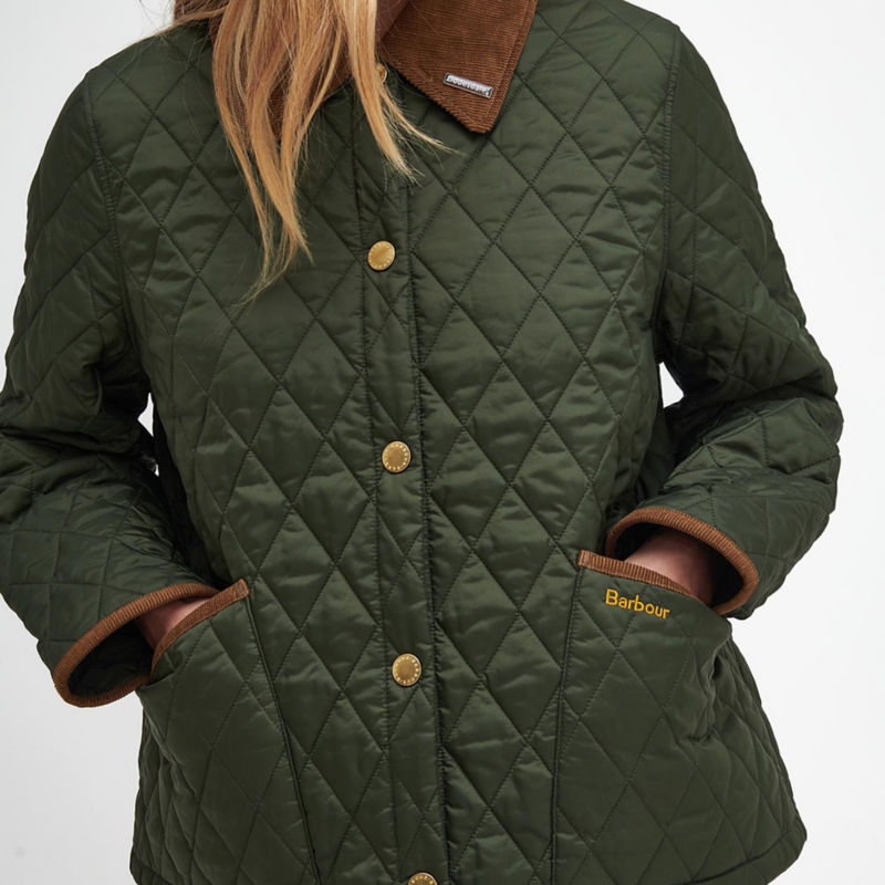 Barbour&reg; 30th Anniversary Liddesdale Quilted Cropped Jacket - OLIVE image number 3