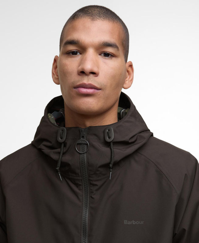 Barbour&reg; Hooded Domus Waterproof Jacket - BLACK OAK image number 1