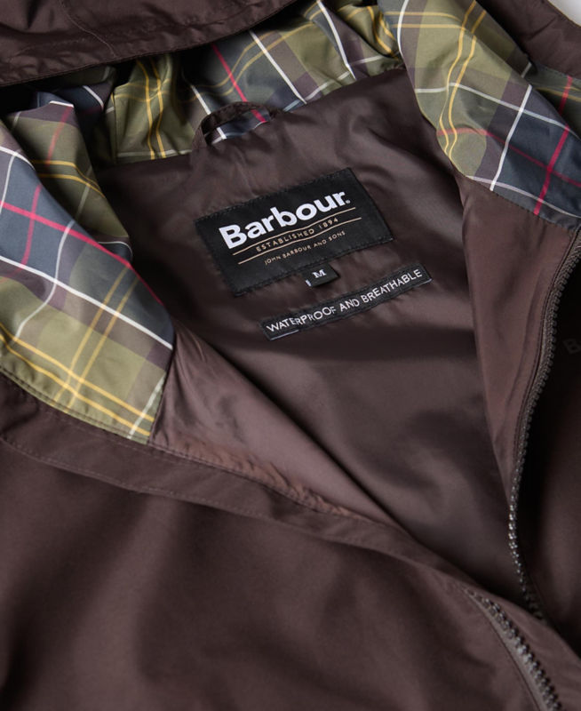 Barbour&reg; Hooded Domus Waterproof Jacket - BLACK OAK image number 6