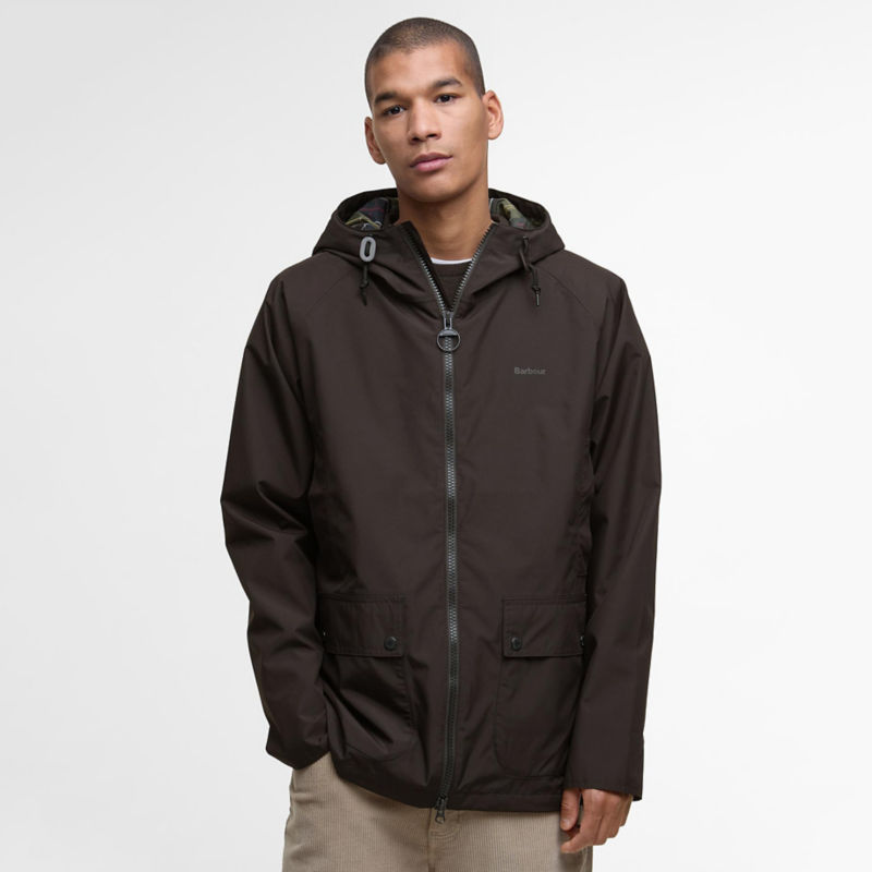 Barbour&reg; Hooded Domus Waterproof Jacket - BLACK OAK